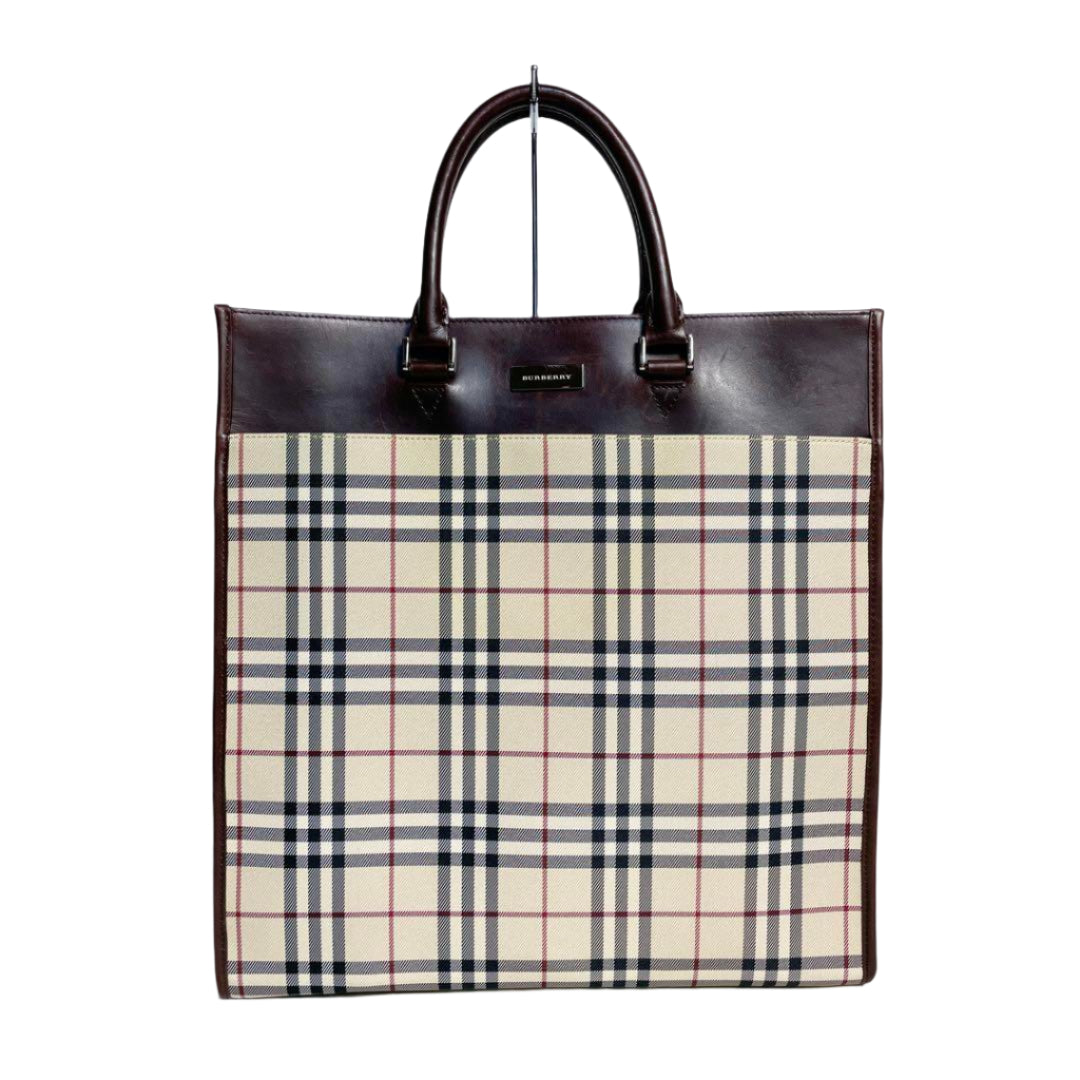 Burberry Chocolate Brown Nova Plaid Tote Bag