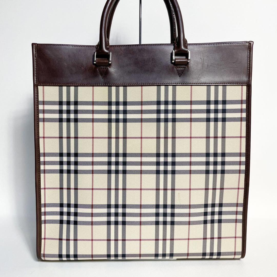 Burberry Chocolate Brown Nova Plaid Tote Bag