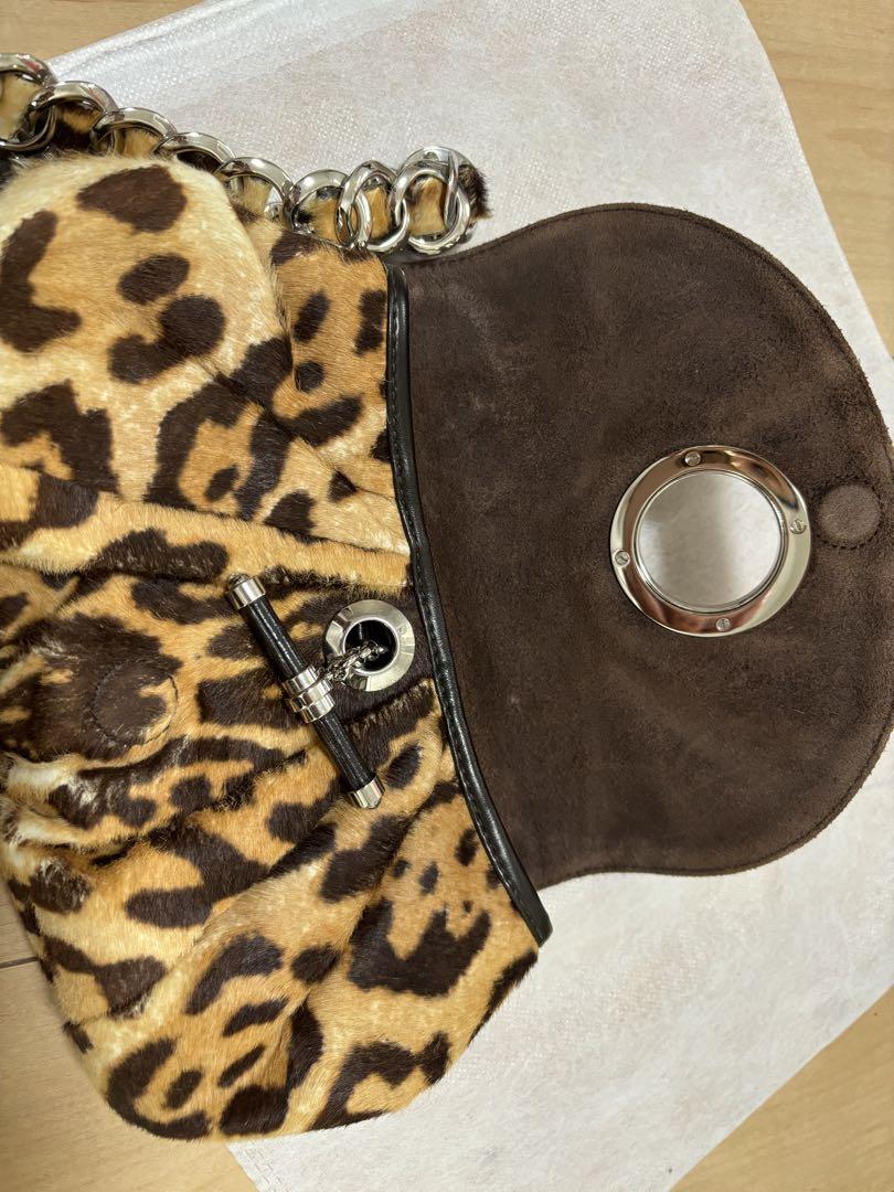 Christian Dior 2008 Ponyhair Leopard Print Clutch Bag