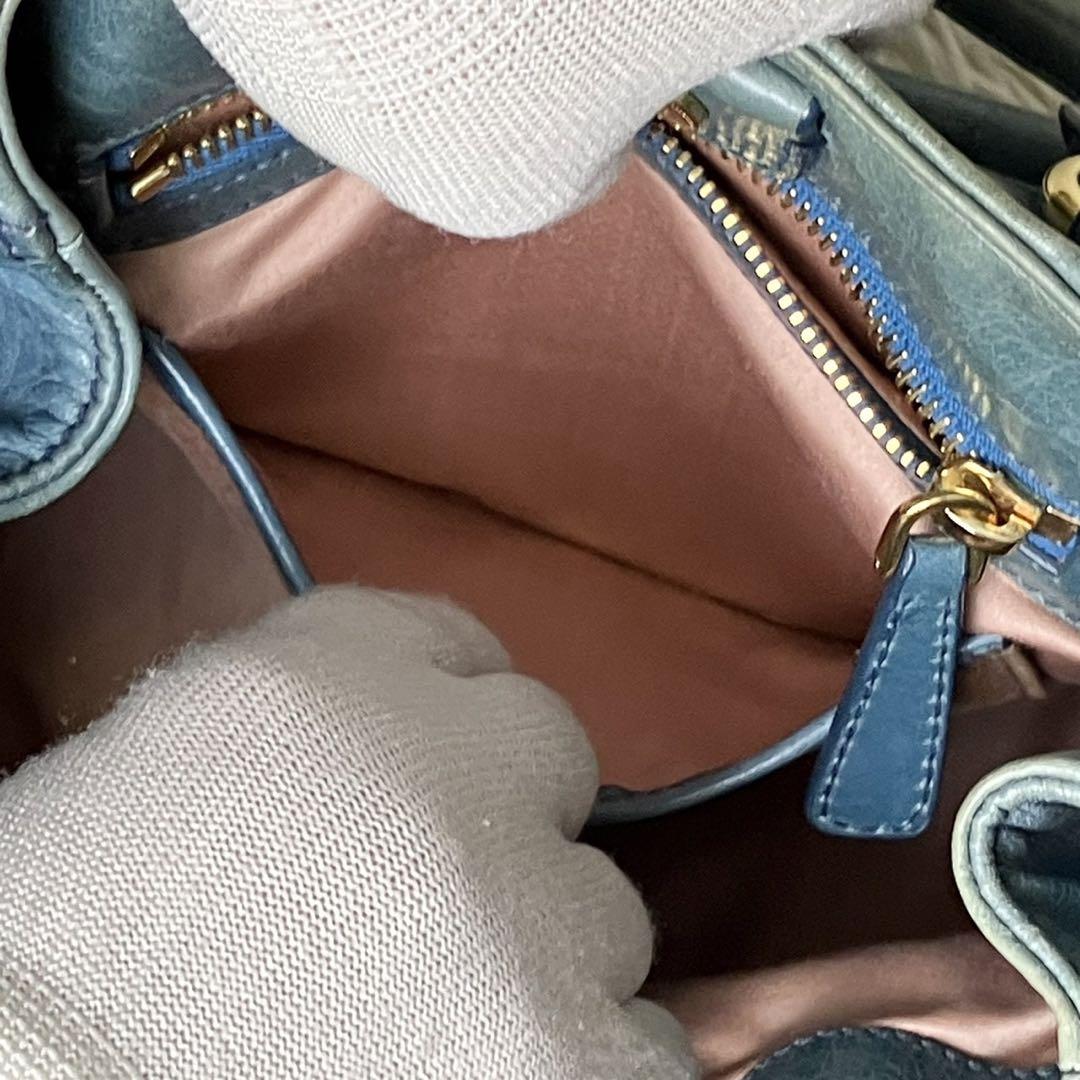 Miu Miu Mermaid Blue Vitello Lux Bag + Shoulder Strap