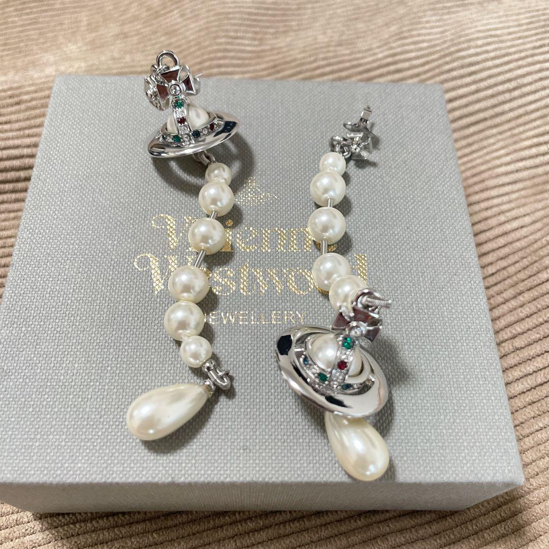 Vivienne Westwood Silver Broken Pearl Earrings