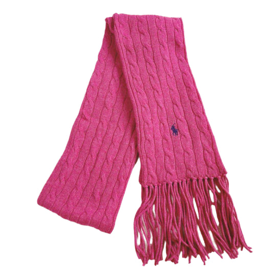 Ralph Lauren Fuchsia Cable Knit Scarf