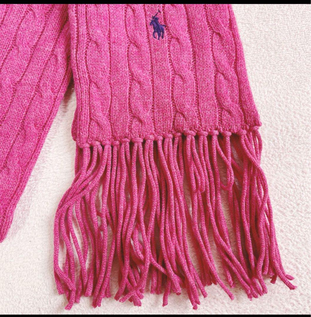 Ralph Lauren Fuchsia Cable Knit Scarf