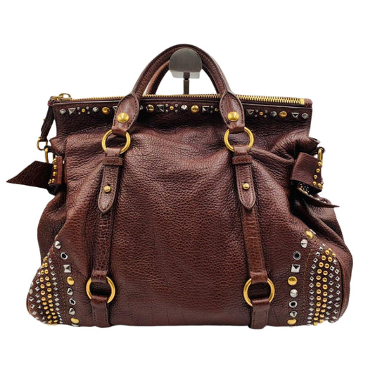 Miu Miu RARE Chocolate Burgundy Studded Vitello Bag