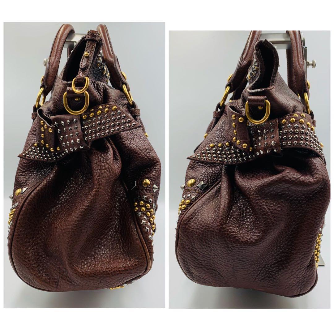 Miu Miu RARE Chocolate Burgundy Studded Vitello Bag