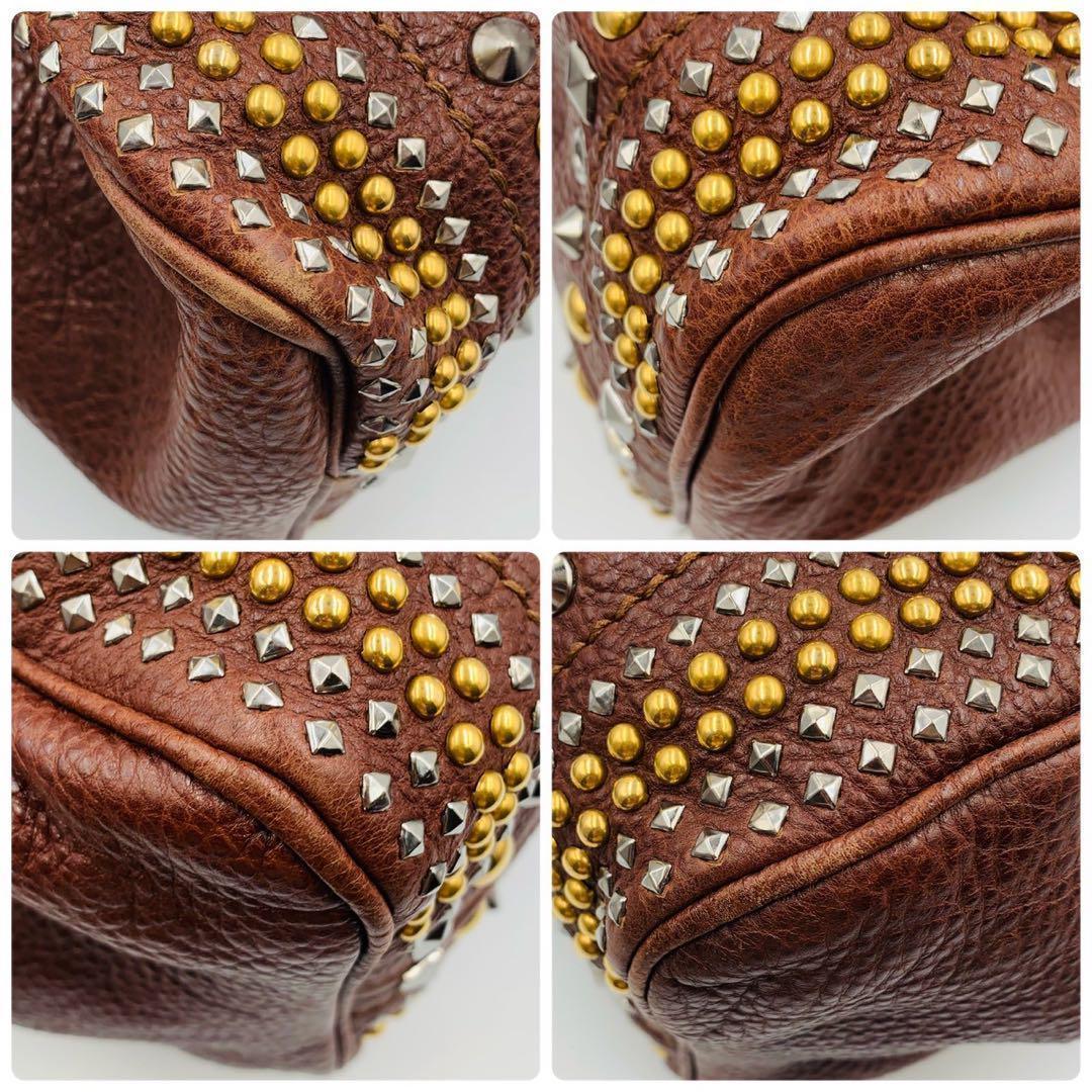 Miu Miu RARE Chocolate Burgundy Studded Vitello Bag