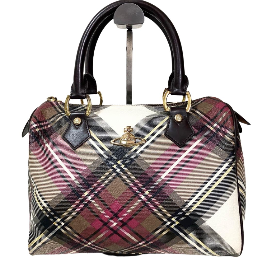 Vivienne Westwood Plaid Orb Boston Bag