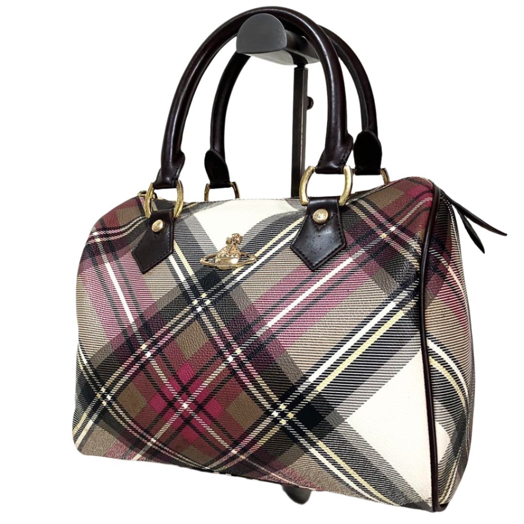 Vivienne Westwood Plaid Orb Boston Bag