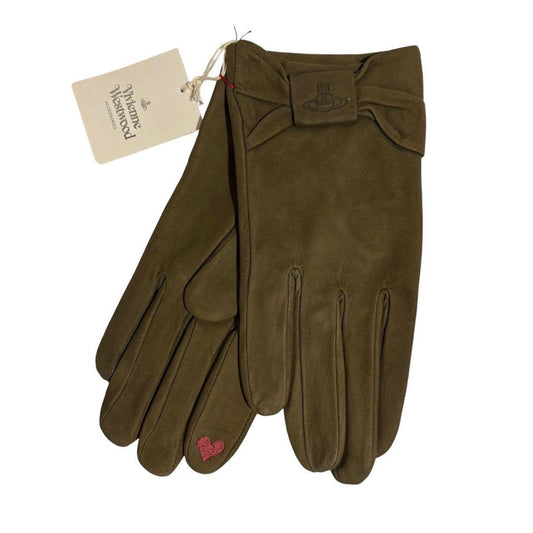 Vivienne Westwood Suede Ribbon & Orb Detail Gloves with Smartphone Touch