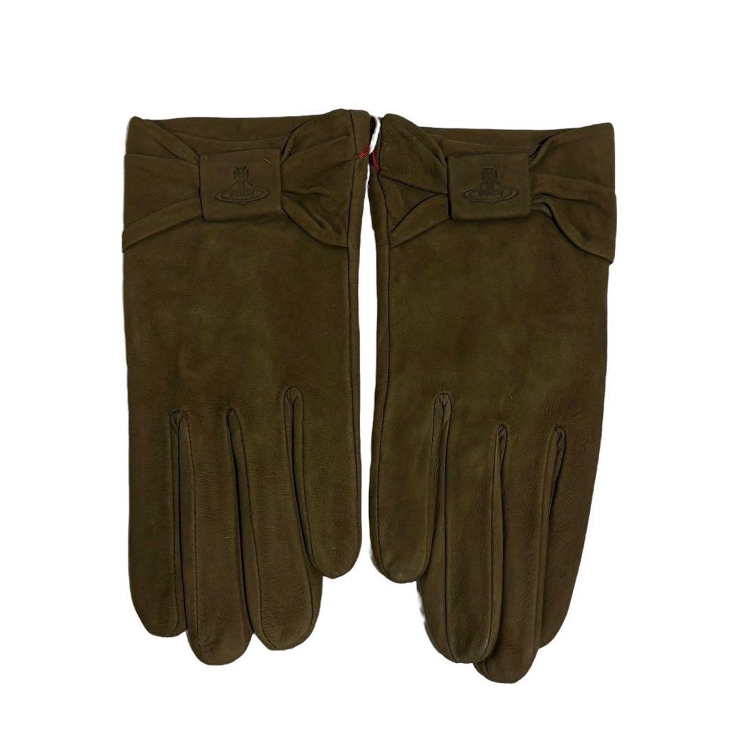 Vivienne Westwood Suede Ribbon & Orb Detail Gloves with Smartphone Touch