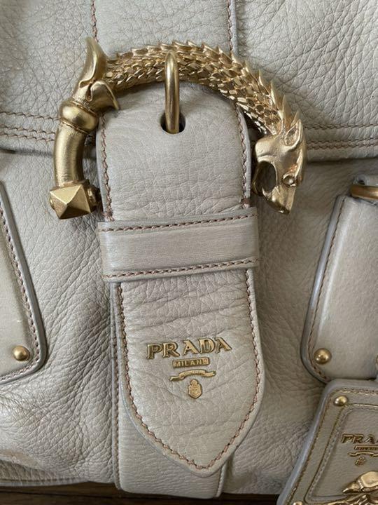 Prada Ivory Animalier Deerskin Bag