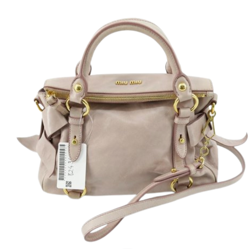 miu miu vintage pale pink vitello mini bow bag