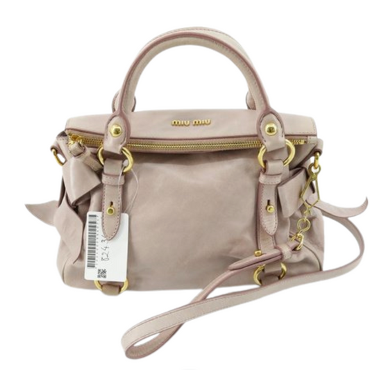 miu miu vintage pale pink vitello mini bow bag