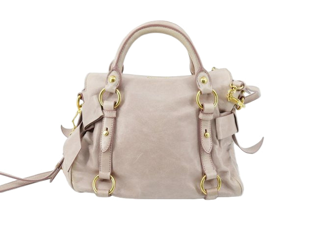 miu miu vintage pale pink vitello mini bow bag