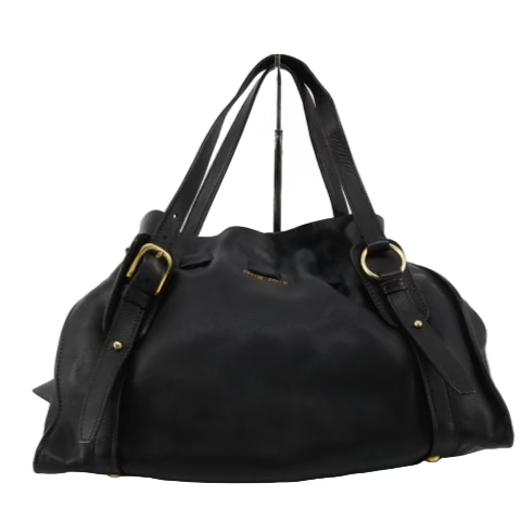 miu miu black ribbon-detail shoulder bag