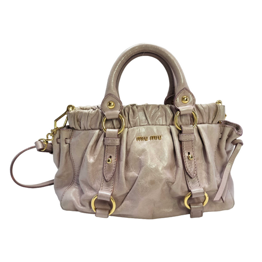 miu miu mini vintage vitello lux bag in pale pink