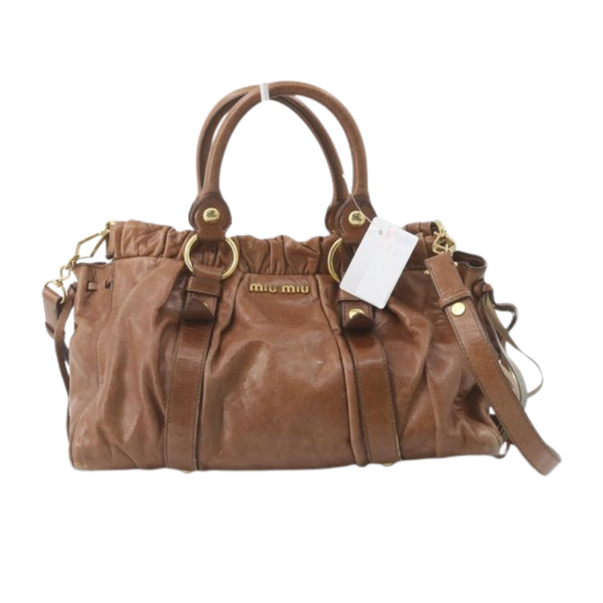 miu miu vintage chestnut brown vitello bag