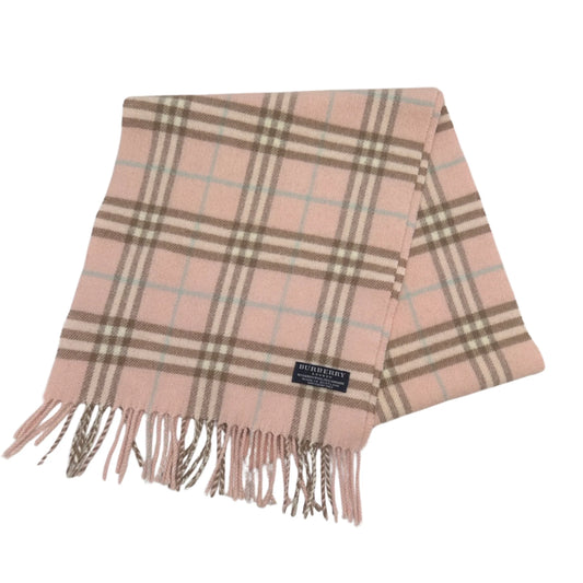 Burberry 100% Cashmere Plaid Light Pink Scarf