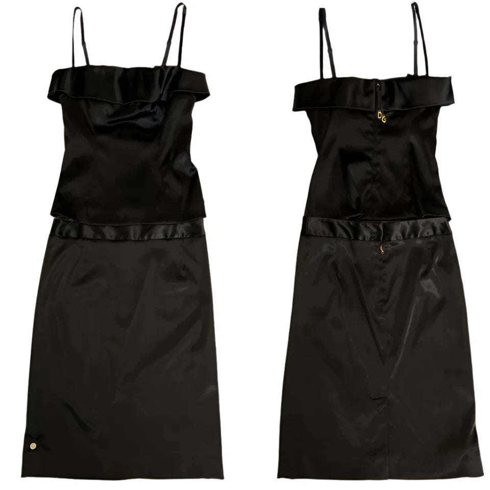 D&G Two Piece Satin Co-Ord Corset Skirt Set