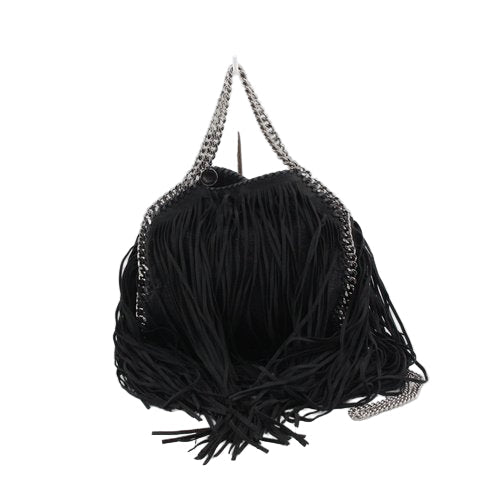 stella mccartney iconic vintage fringe falabella bag in black