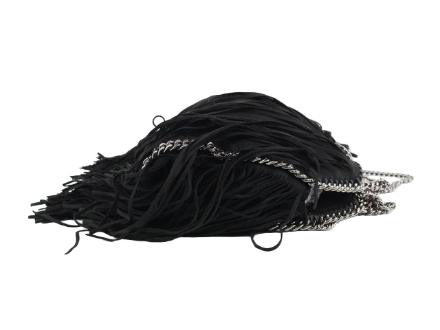 stella mccartney iconic vintage fringe falabella bag in black