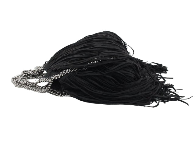 stella mccartney iconic vintage fringe falabella bag in black