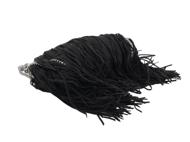 stella mccartney iconic vintage fringe falabella bag in black