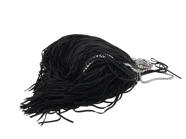 stella mccartney iconic vintage fringe falabella bag in black
