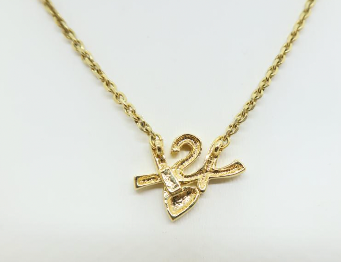 yves saint laurent rhinestone heart necklace
